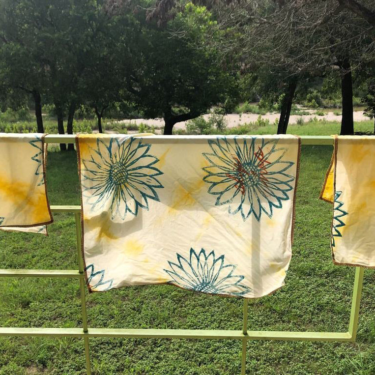 Bandana - Sunflower Print - 18 x 18 - Austin, Texas Gift Shop - Handmade with love