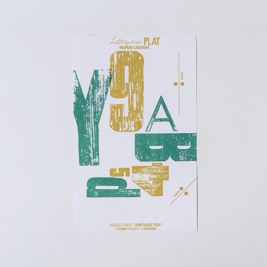 green and yellow Birthday Crown Pack - 4, 5, 6 Toy  - Letterpress Printed in Austin, Texas