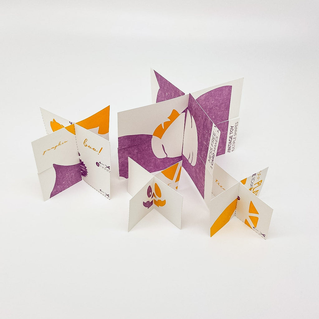 White, purple and orange constructable paper note - Constructed
