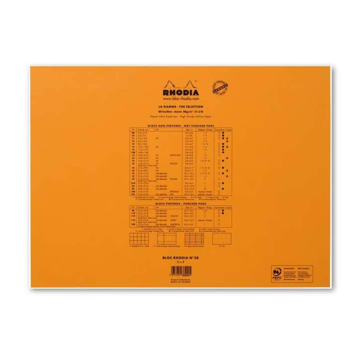 Orange Desktop Rhodia Classic Notepad 16.5 x 12.5 - Austin Gift Shop - Back