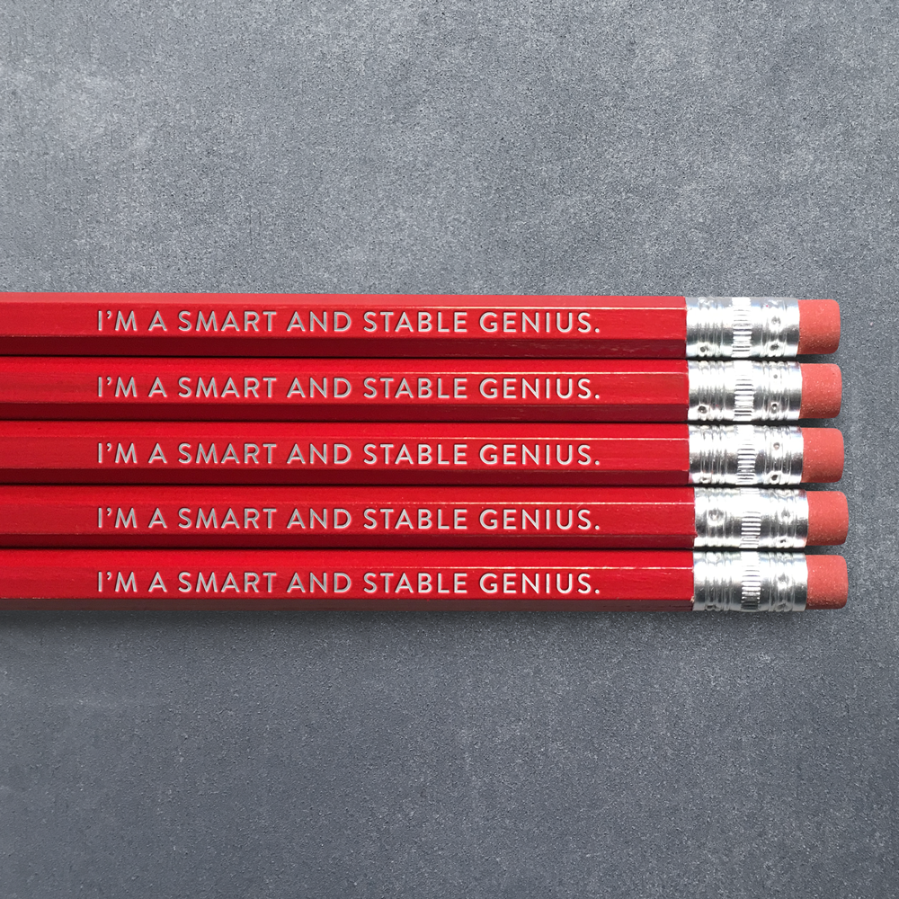  Red Pencil pack of 5 with I’m a Smart and Stable Genius Text - Austin Gift SHop