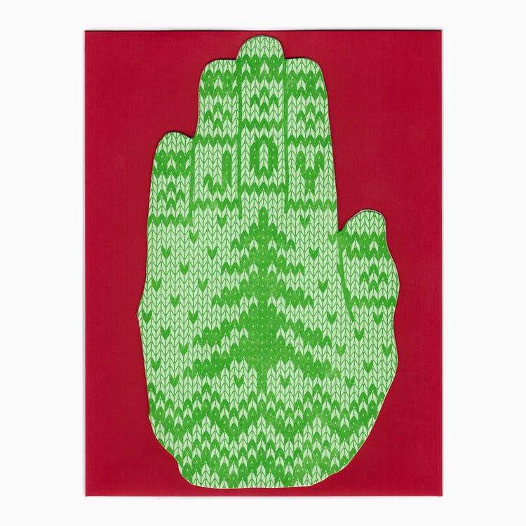 Red and Green Joy Mitten Hand Holiday and Christmas Card - Austin Gift Shop