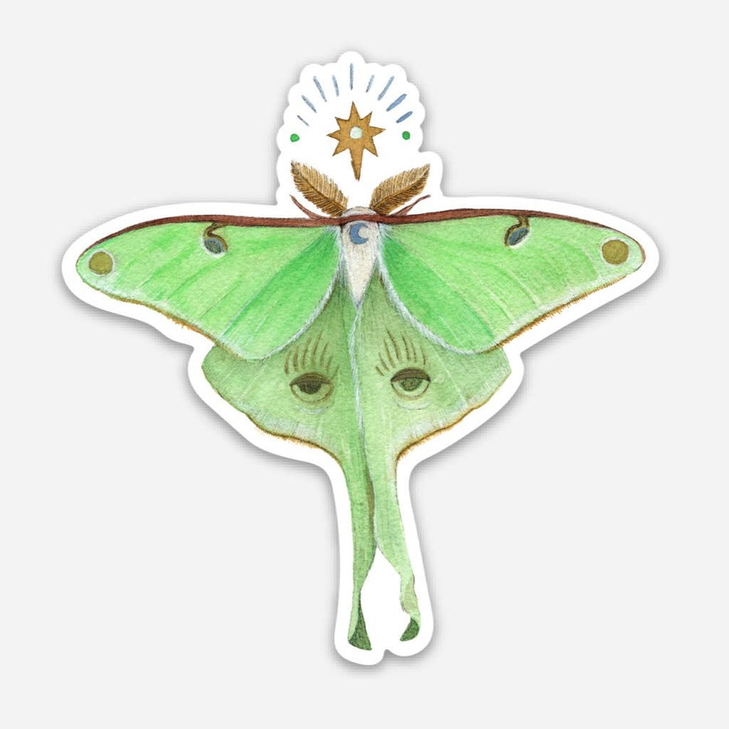 Light Green Luna Moth vinyl Sticker - Austin Gift Shop