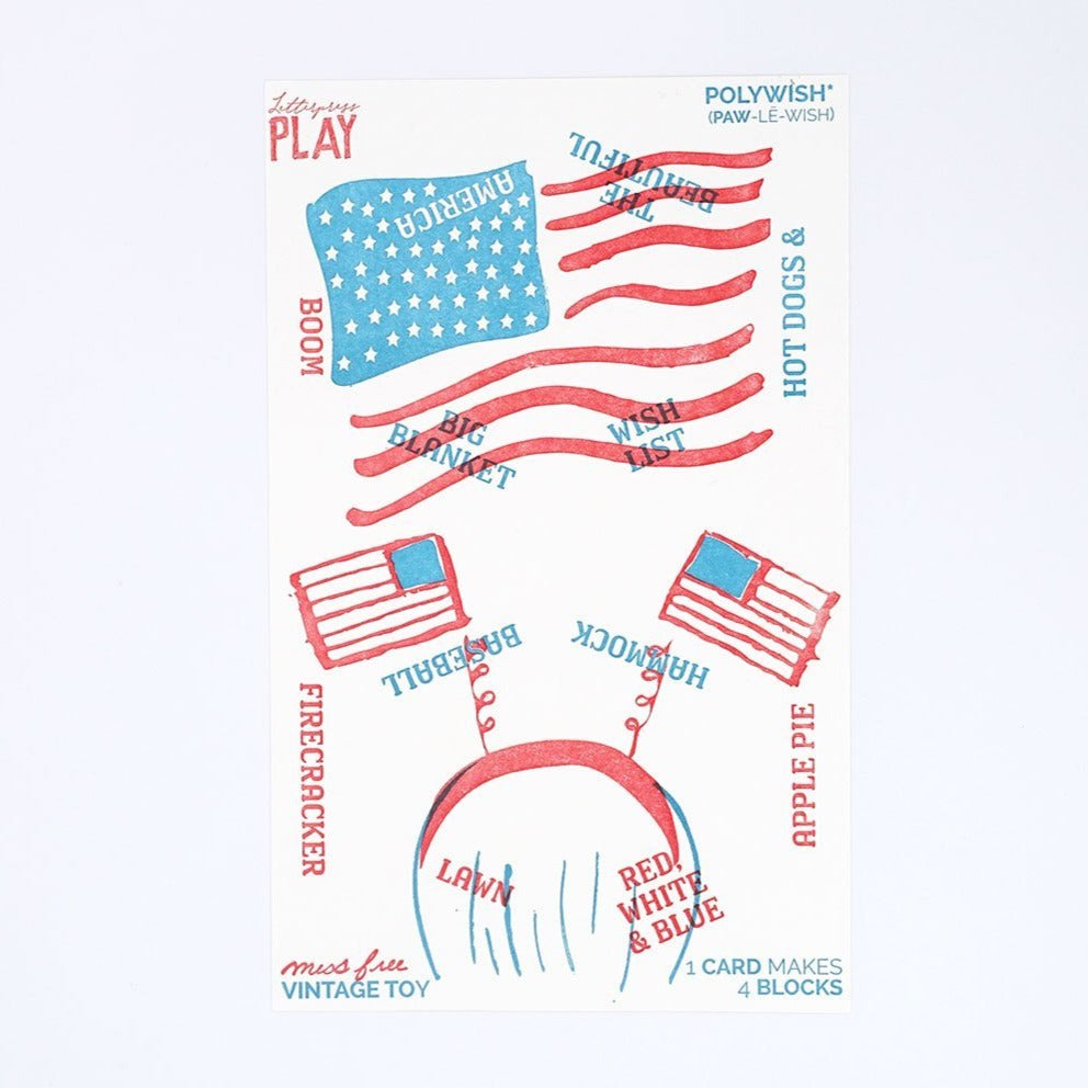 Polywish - 4th of July - Toy - Front View-  Austin Gift Shop - Letterpress vintage toy