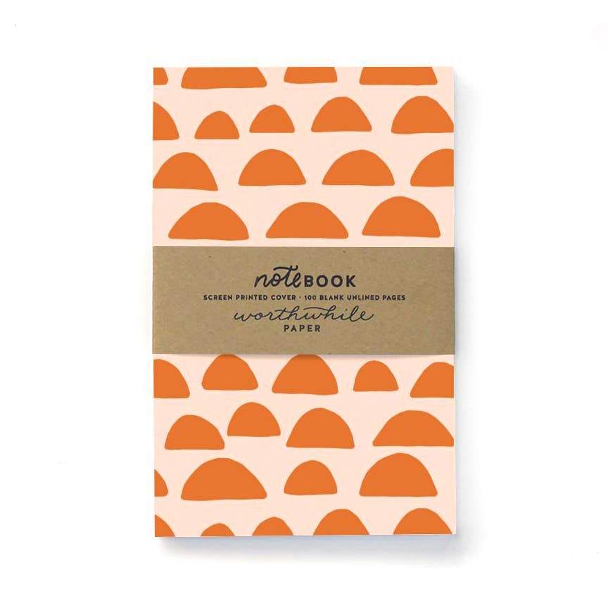 orange with burnt orange semicircles Sunrise Pattern Notebook - Austin Gift Shop
