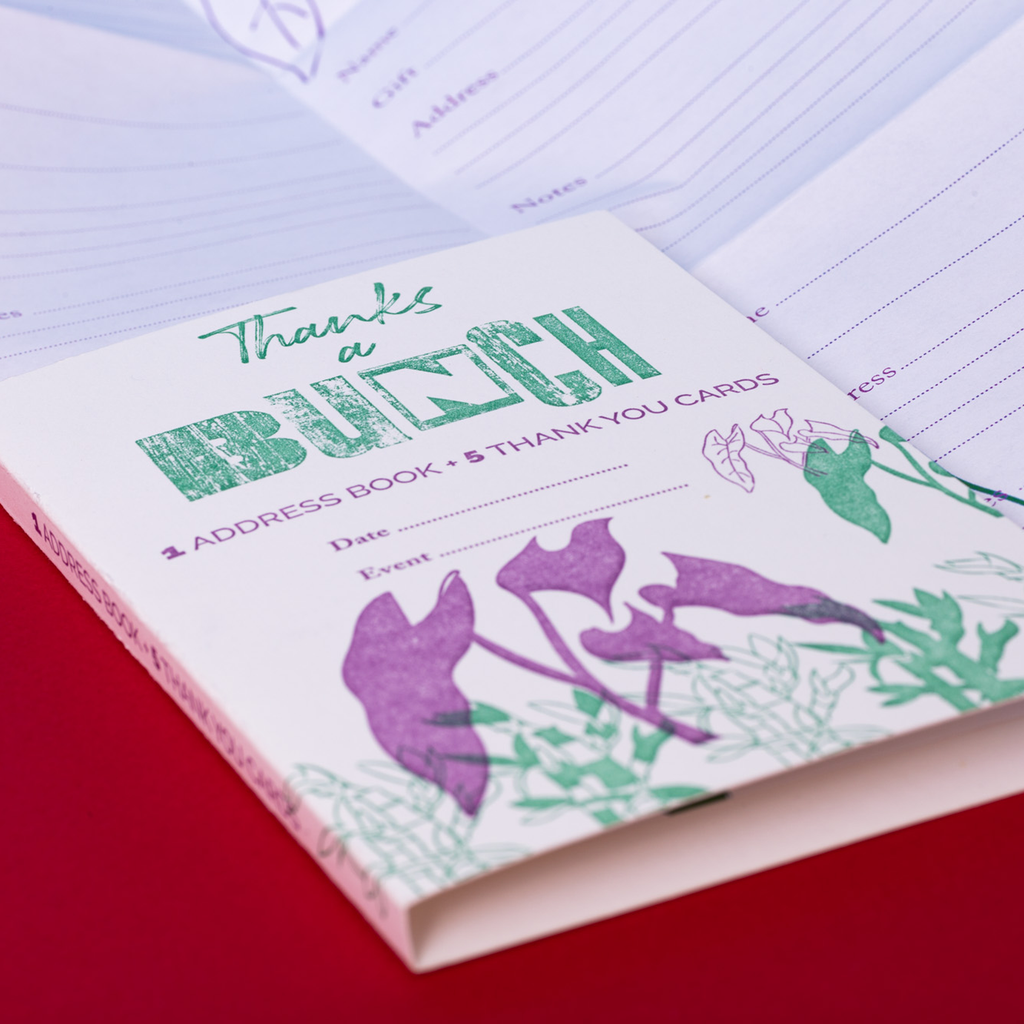 Thanks a Bunch Address Party letterpress Book Bamboo zoom- Austin Gift Shop - Baby shower or wedding registry