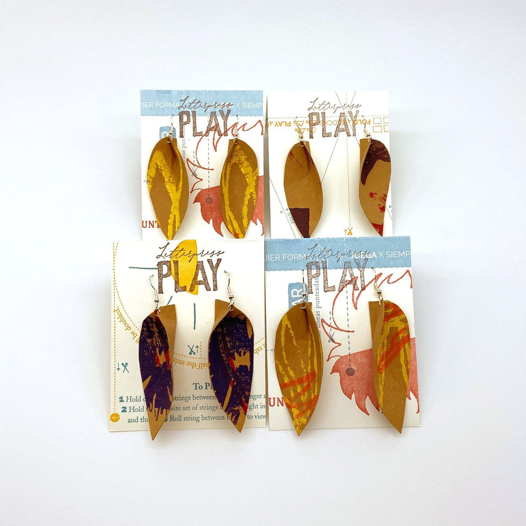 Upcycled Paper Earrings - Folded Leaf - Earrings - Multiple Display - Austin Gift Shop