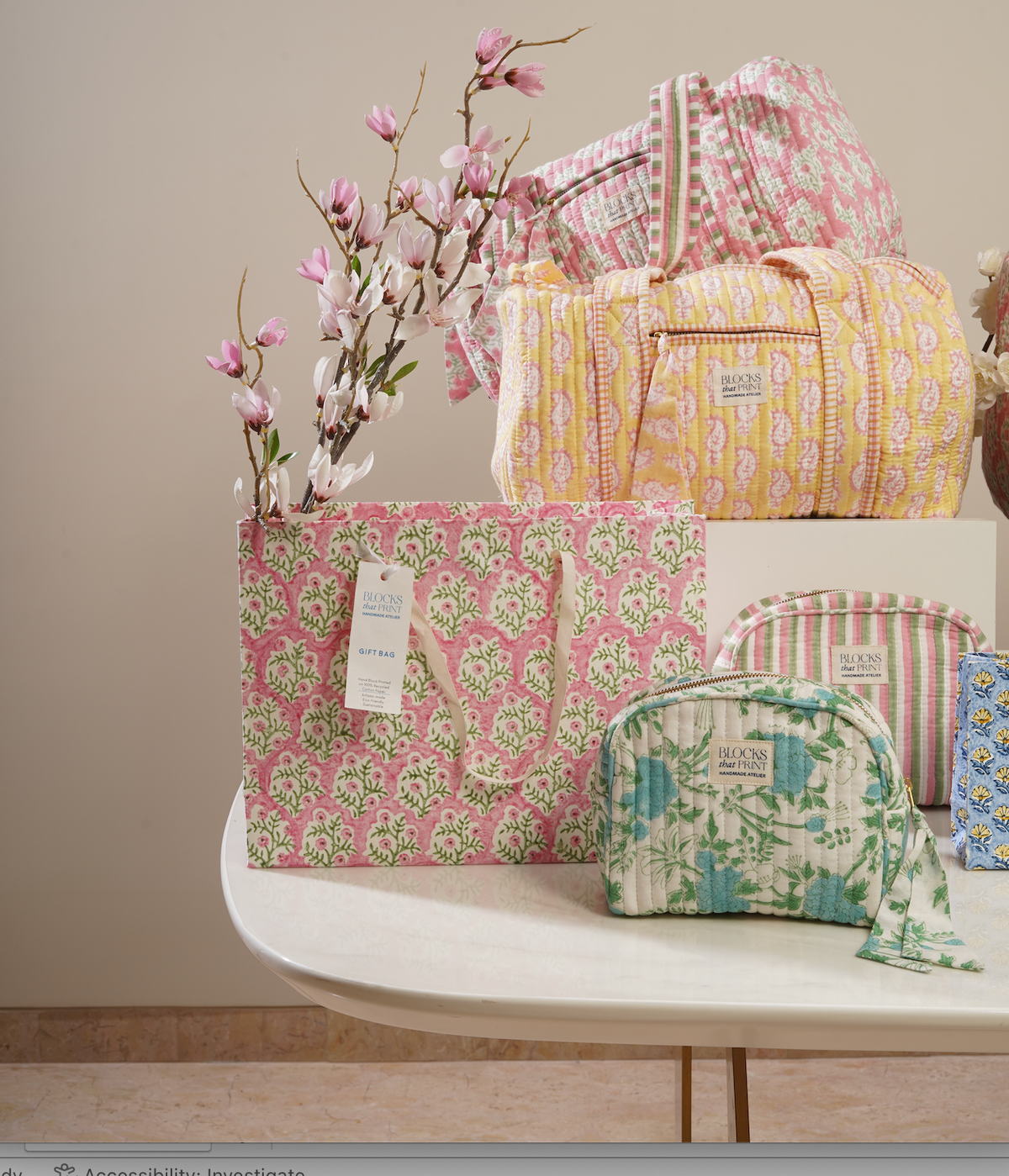 Medium Bougainvillea Gift Bags - Block Print