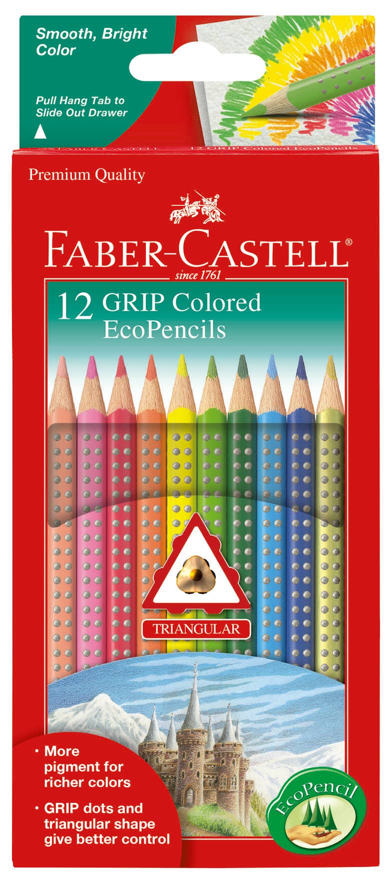 12 Grip EcoPencils - Colored Pencils w/ Raised Grip