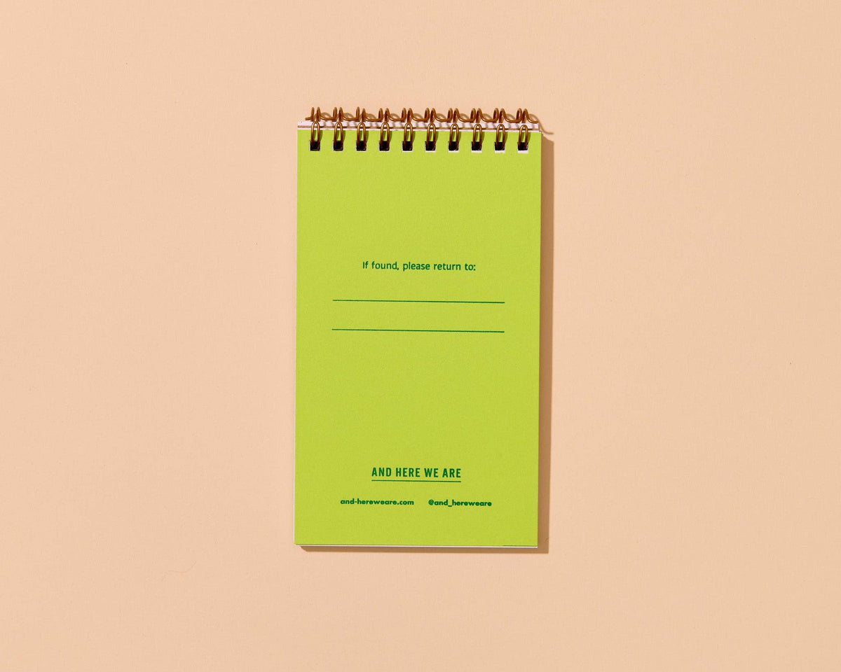 Letterpress Small Spiral Notebook—Blue/Green Stripe