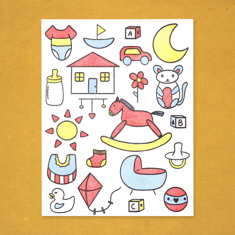 Folk Art Letterpress Baby Card