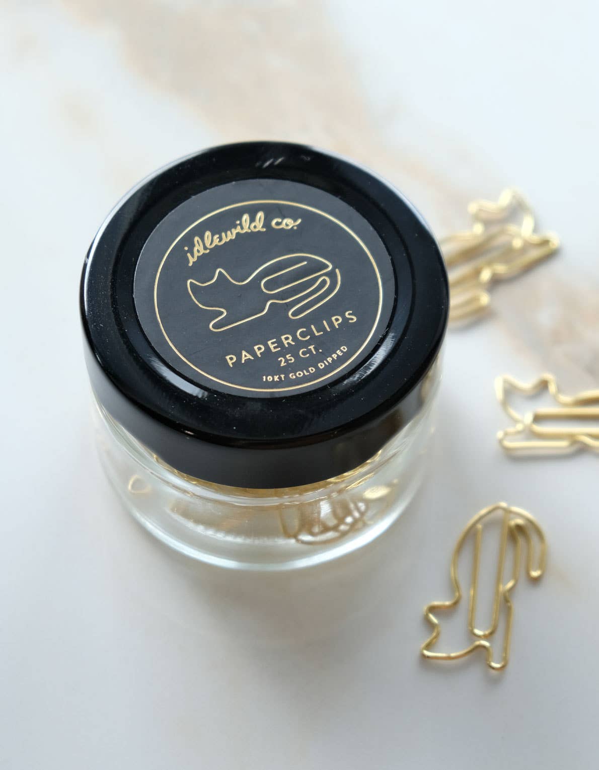 Gold Plated Paper Clips (Jar of 25) | Cat