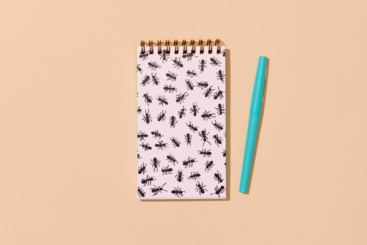 Letterpress Small Spiral Notebook—Ants