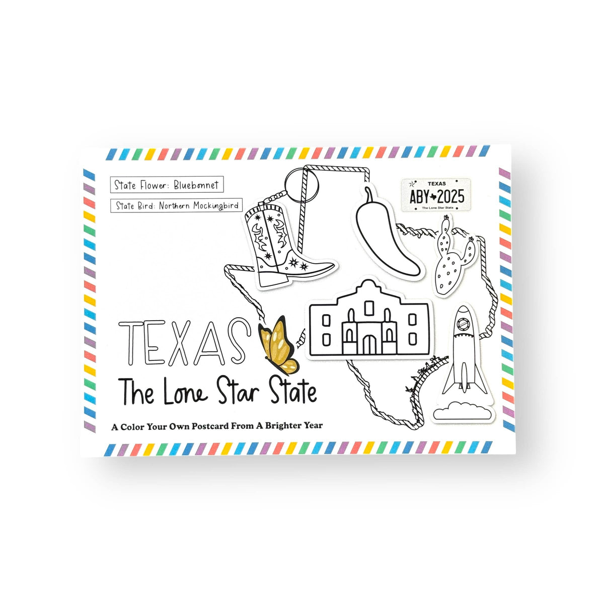 Color Your Own Texas State Postcard