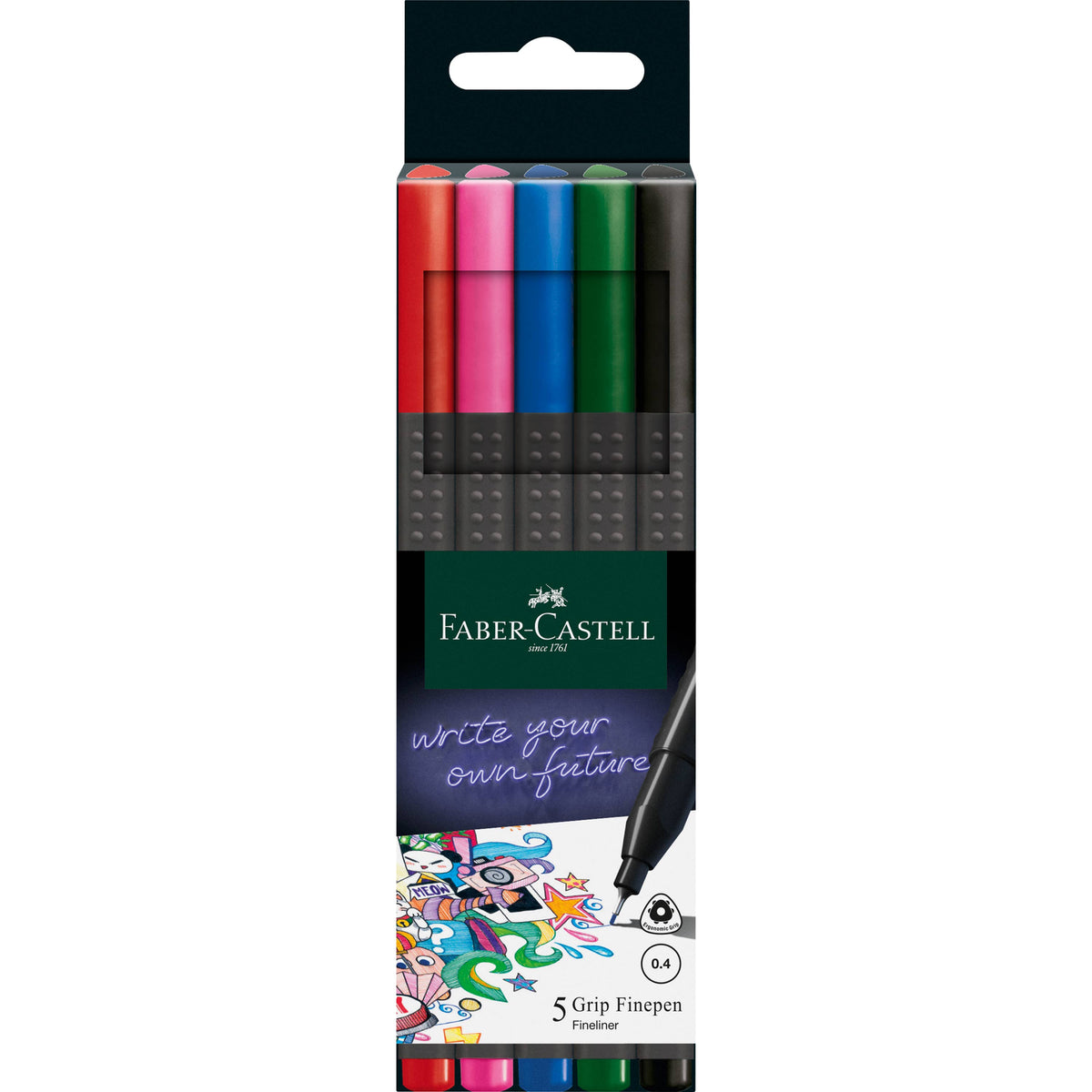 Grip Fineliner Thin Markers Basic Colors 5ct