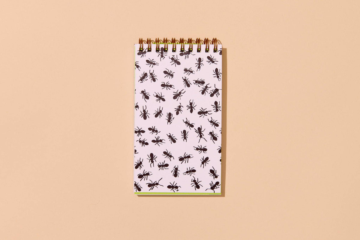 Letterpress Small Spiral Notebook—Ants