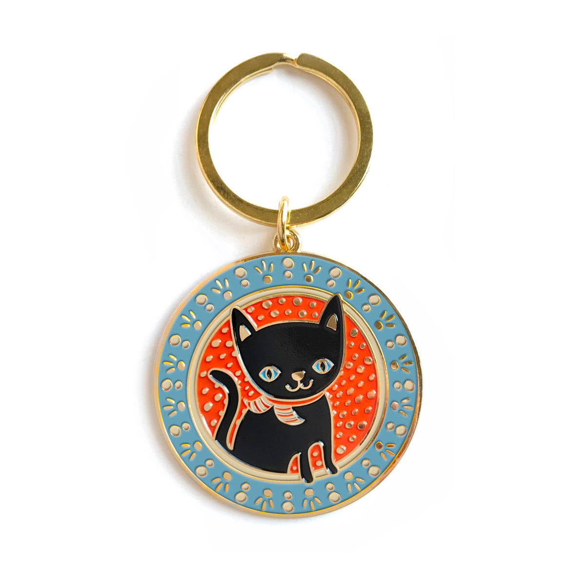 Lucky Black Cat Enamel Keychain