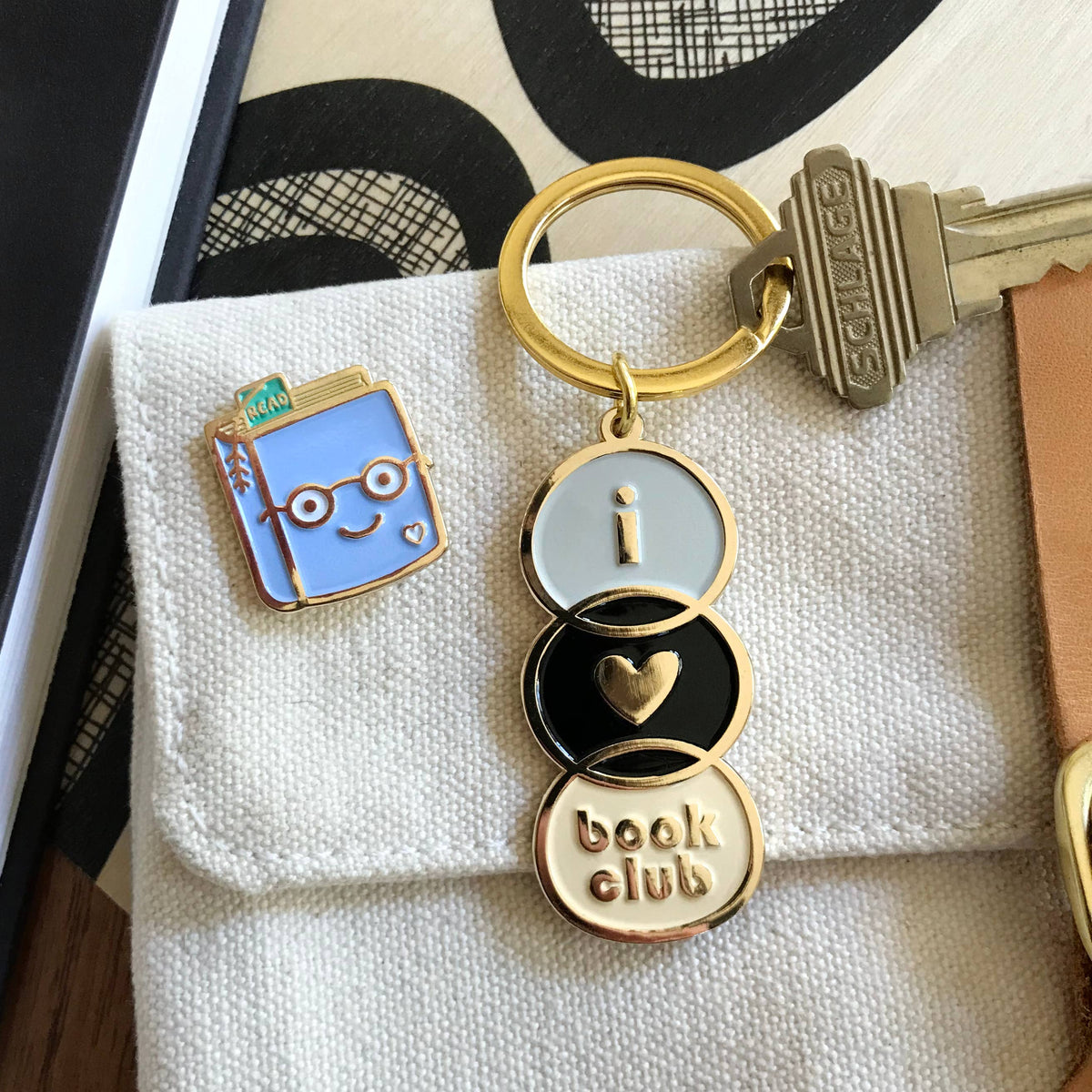 Book Club Enamel Keychain
