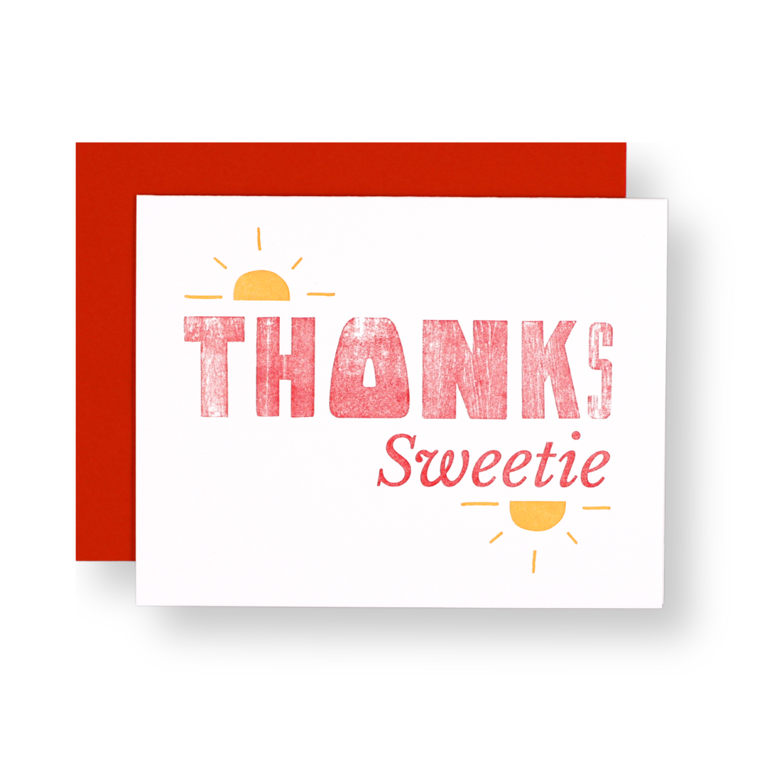 Thanks Ruthie Thanks Sweetie Gratitude Card โ Letterpress PLAY
