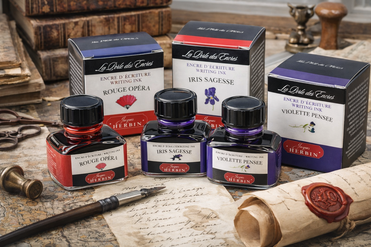 Herbin Fountain Pen Ink 30ml Bottle -40 Colors: Bleu des Profondeurs (Deep Sea Blue)