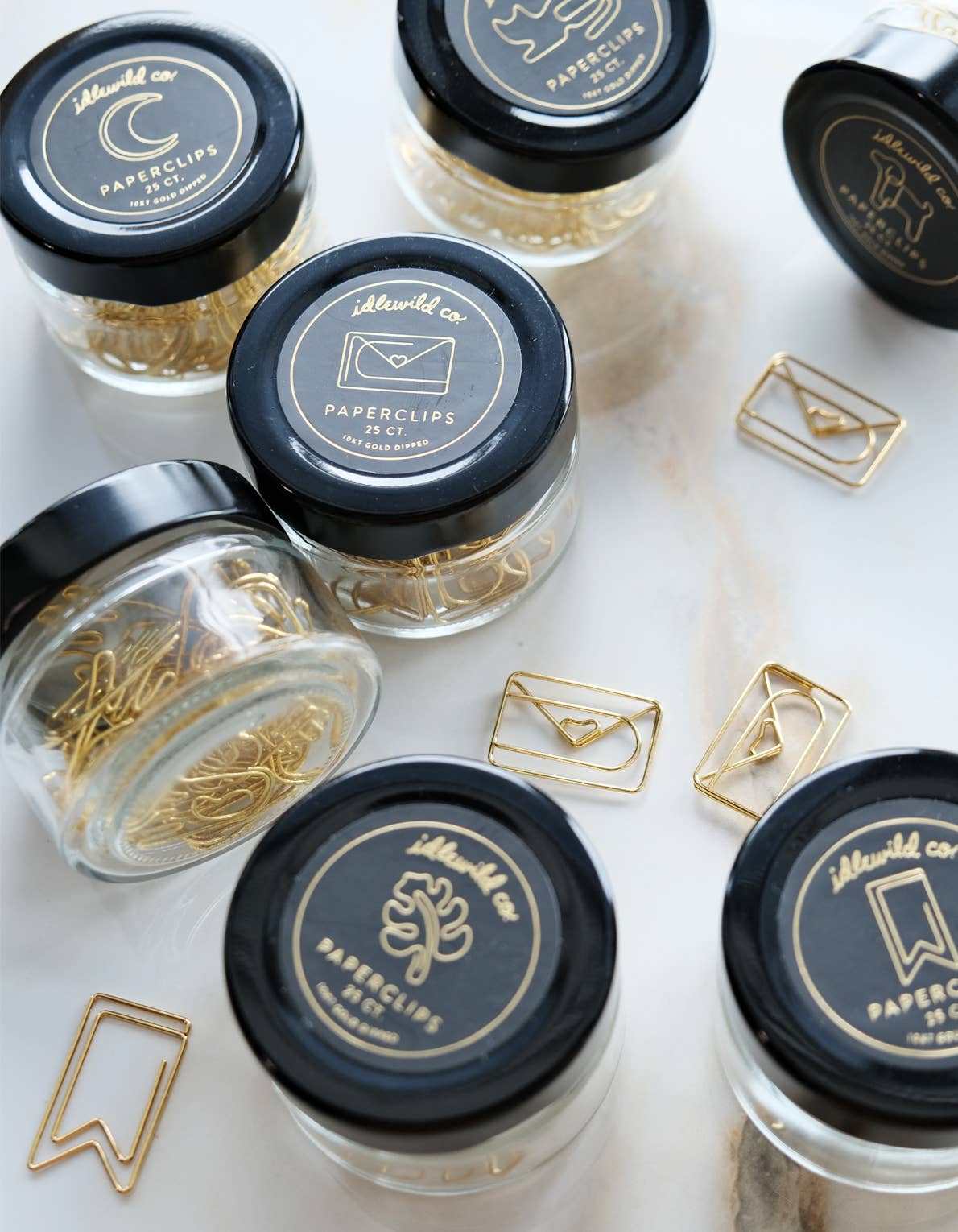 Gold Plated Paper Clips (Jar of 25) | Cat