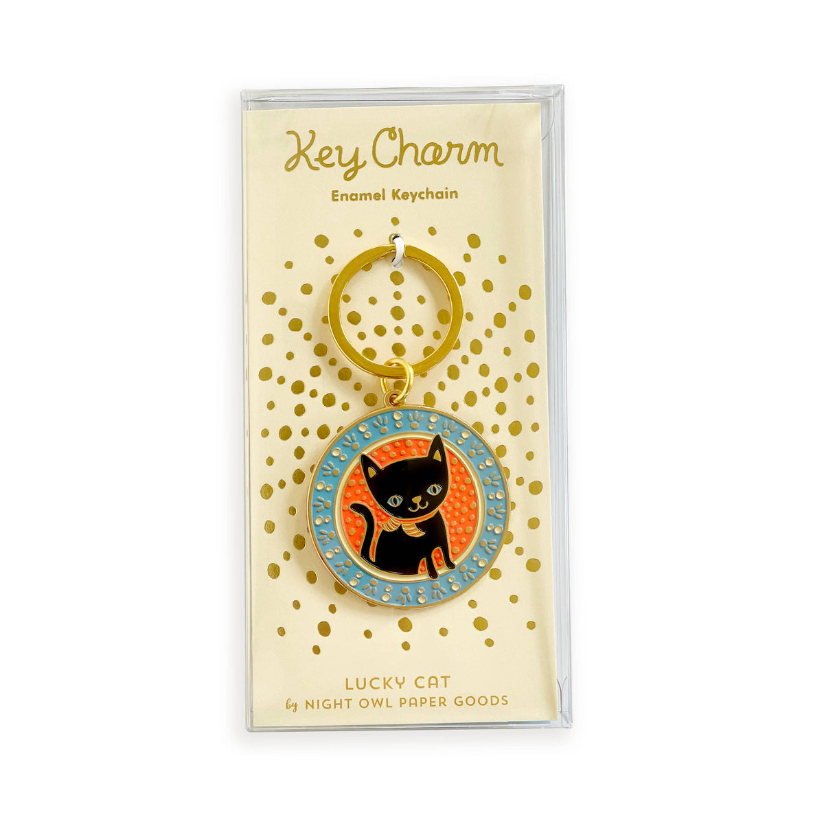 Lucky Black Cat Enamel Keychain