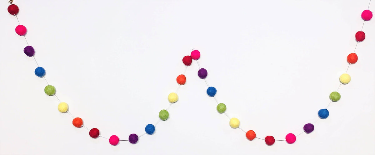 60" Holiday Felt Garland - Multi Color Rainbow