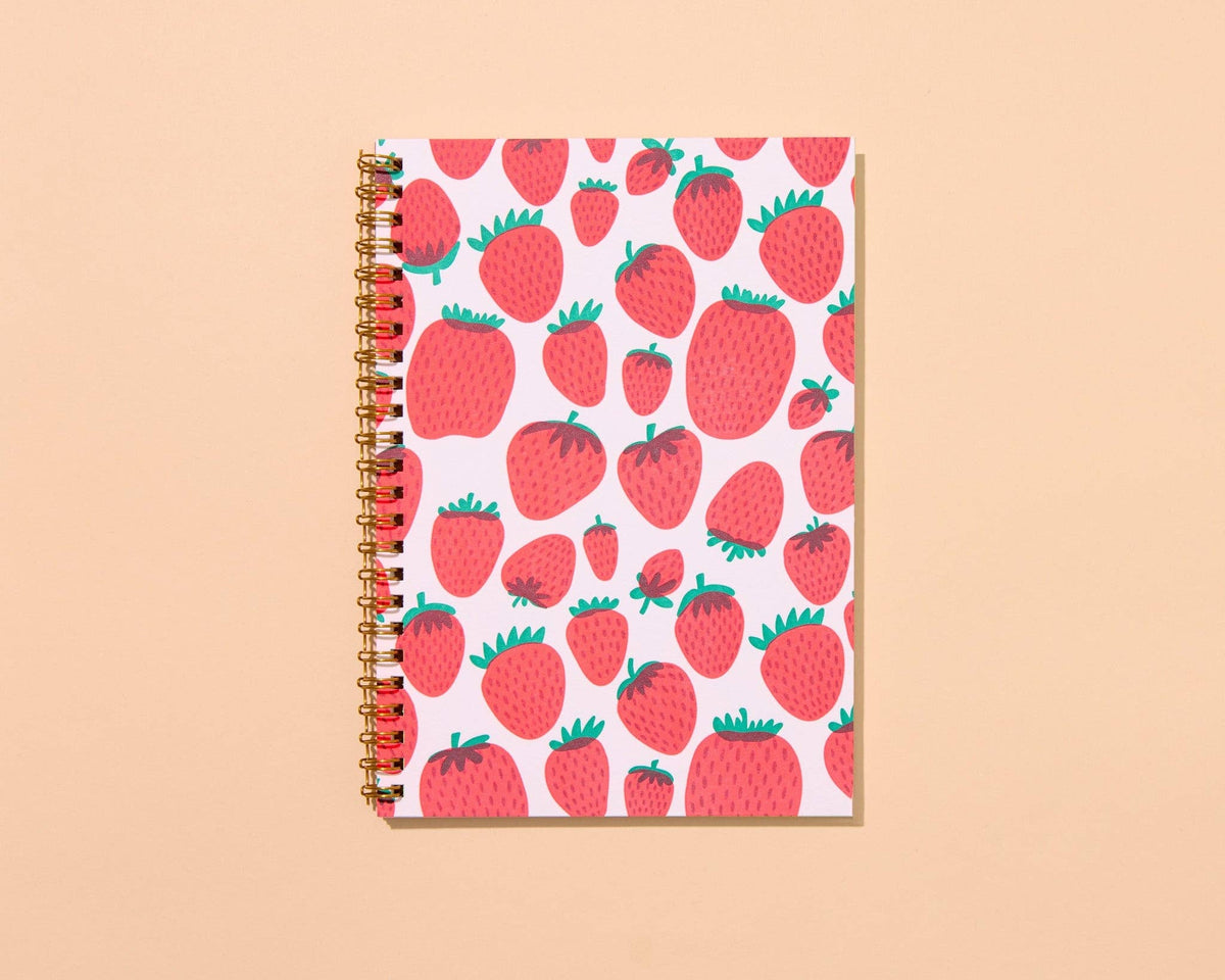 Letterpress A5 Spiral Notebook—Strawberry