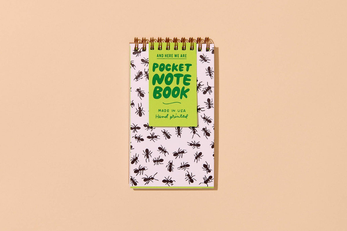 Letterpress Small Spiral Notebook—Ants