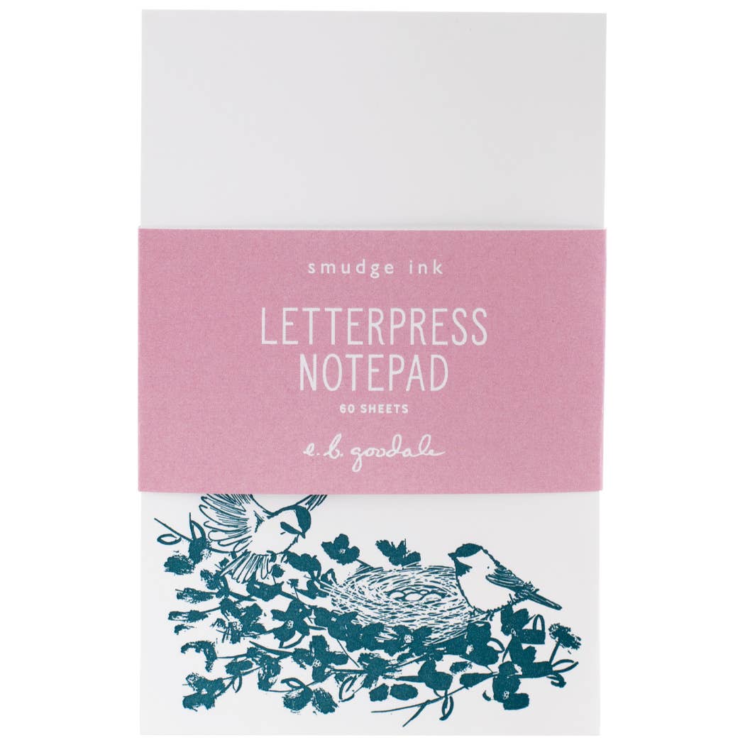 Chickadees Notepad – Letterpress PLAY