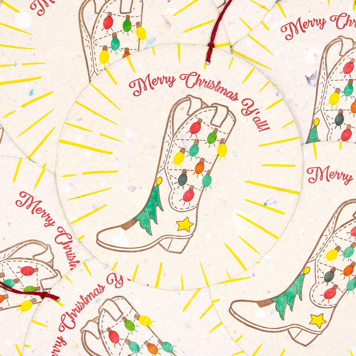 Upcycled Letterpress Christmas Ornament - Cowboy Boot