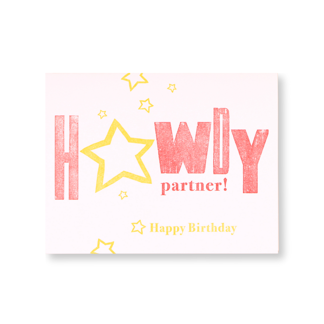 "Howdy" Letterpress Birthday Card
