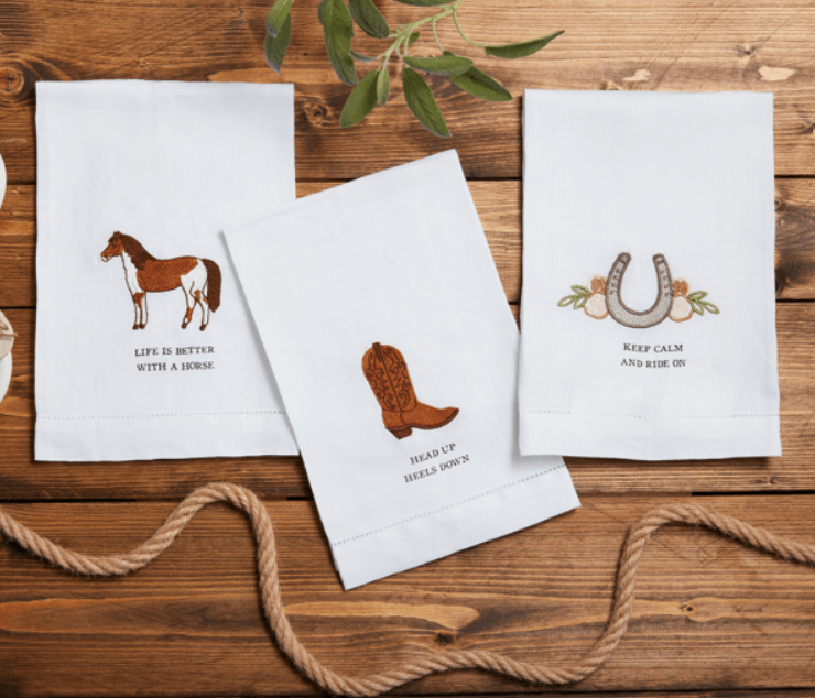 Cowboy Boot Embroidered Towels - 3 Styles
