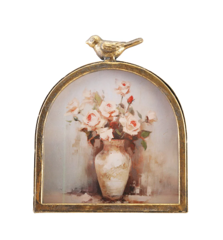 Metal Arched Photo Frame with Bird (Holds 5" x 5" Photo)