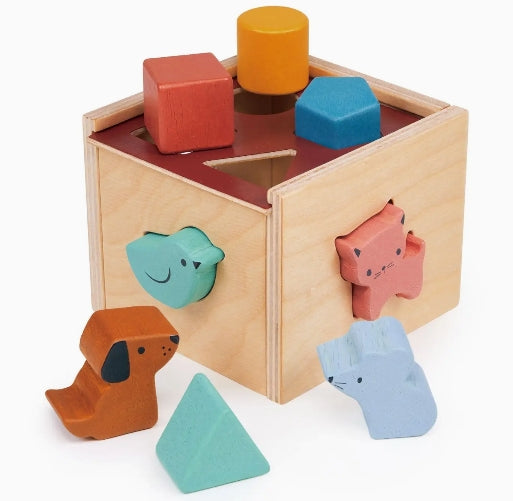 Wooden Shape Sorting Cube – Toddler Sorter Toy