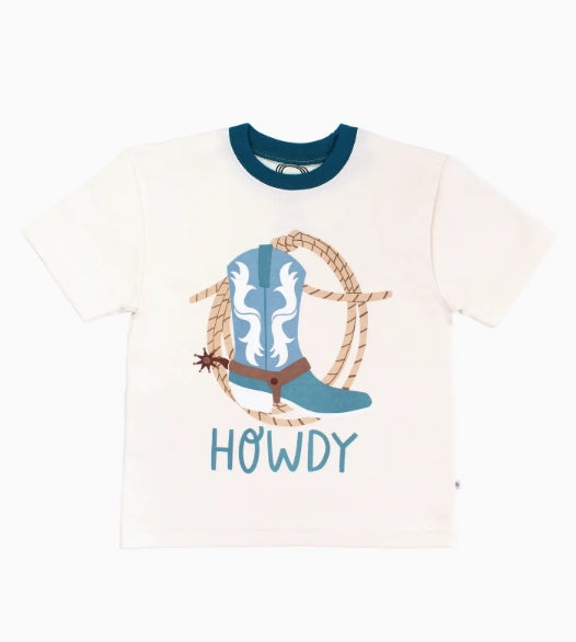 Howdy Western Cotton Ringer Toddler Short Sleeve Shirt
