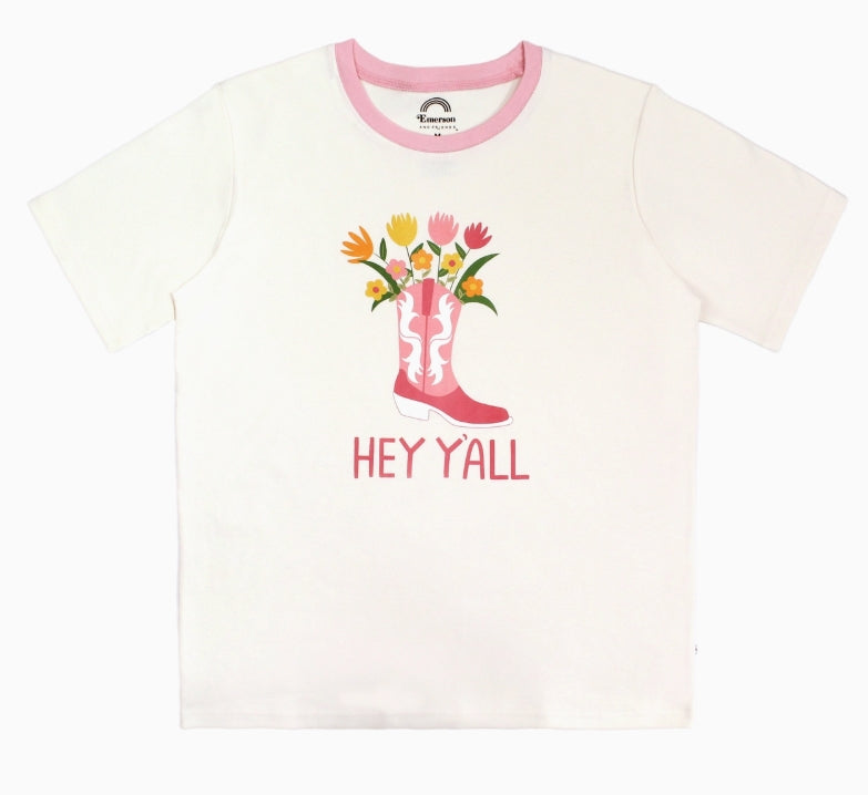 Hey Y'all Western Cotton Ringer Toddler Short Sleeve Shirt