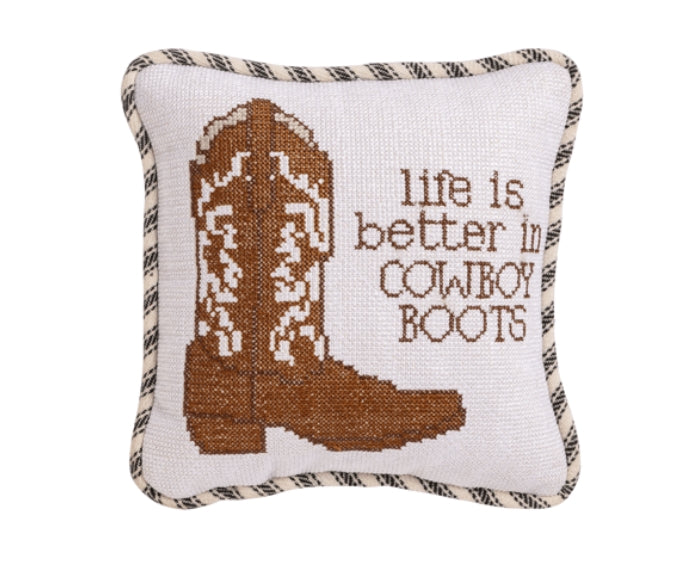 Boots Needlepoint Mini Pillow