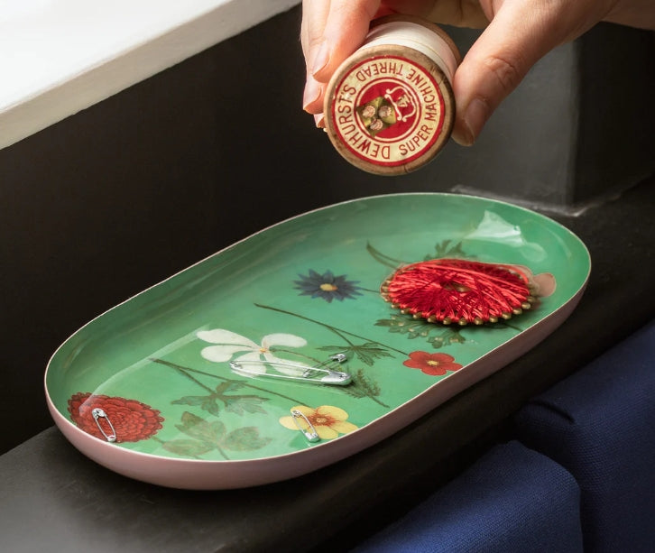 Festival of Flowers Oval Enamel Tray