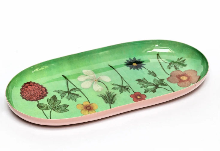 Festival of Flowers Oval Enamel Tray