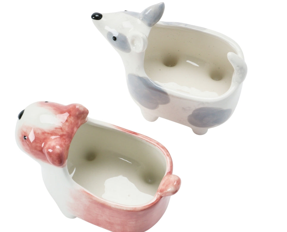 Hand-Painted Ceramic Dog Planter - 4 Styles