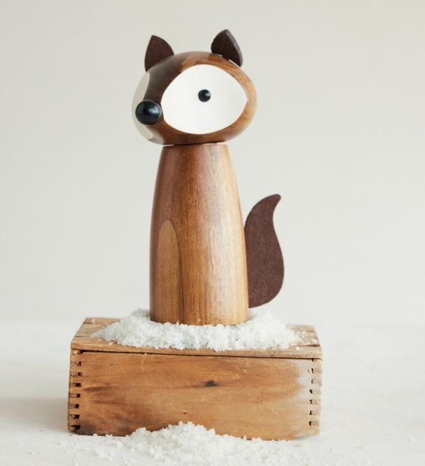 Fox Shaped Salt/Pepper Mill with Faux Leather Ears & Tail