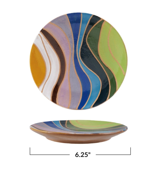Stoneware Plate w/ Wax Relief Design