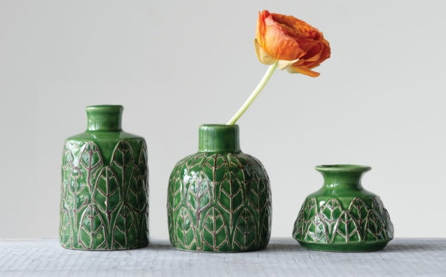 Embossed Stoneware Vases