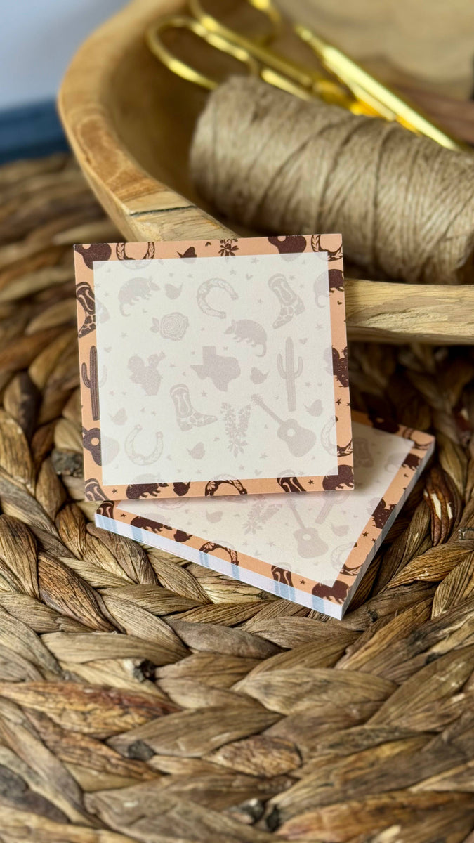 Texas Western Sticky Notes – Stationery, Notepad 3x3 in – Letterpress PLAY