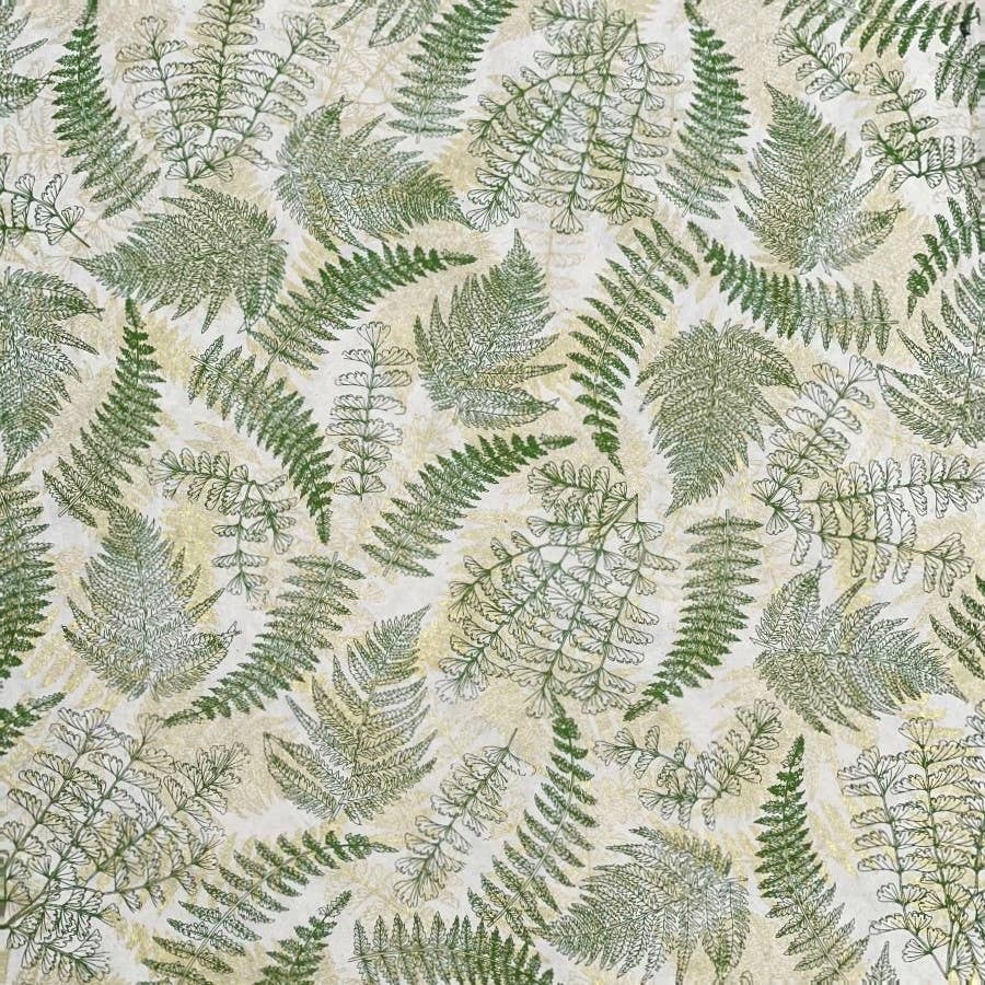 20x30 Fern, Gold & Olive on Cream Paper
