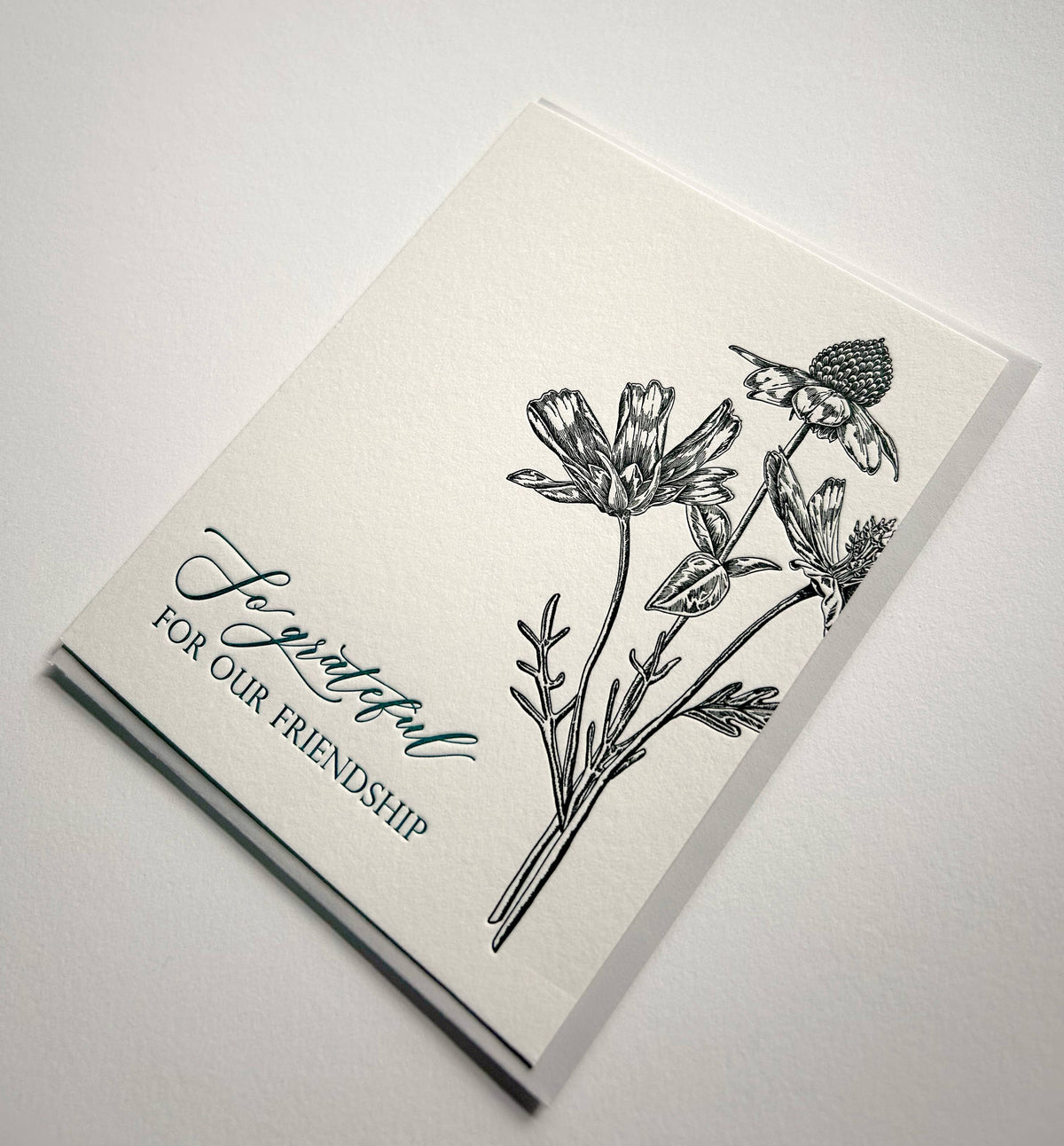 So Grateful For Our Friendship Letterpress Card