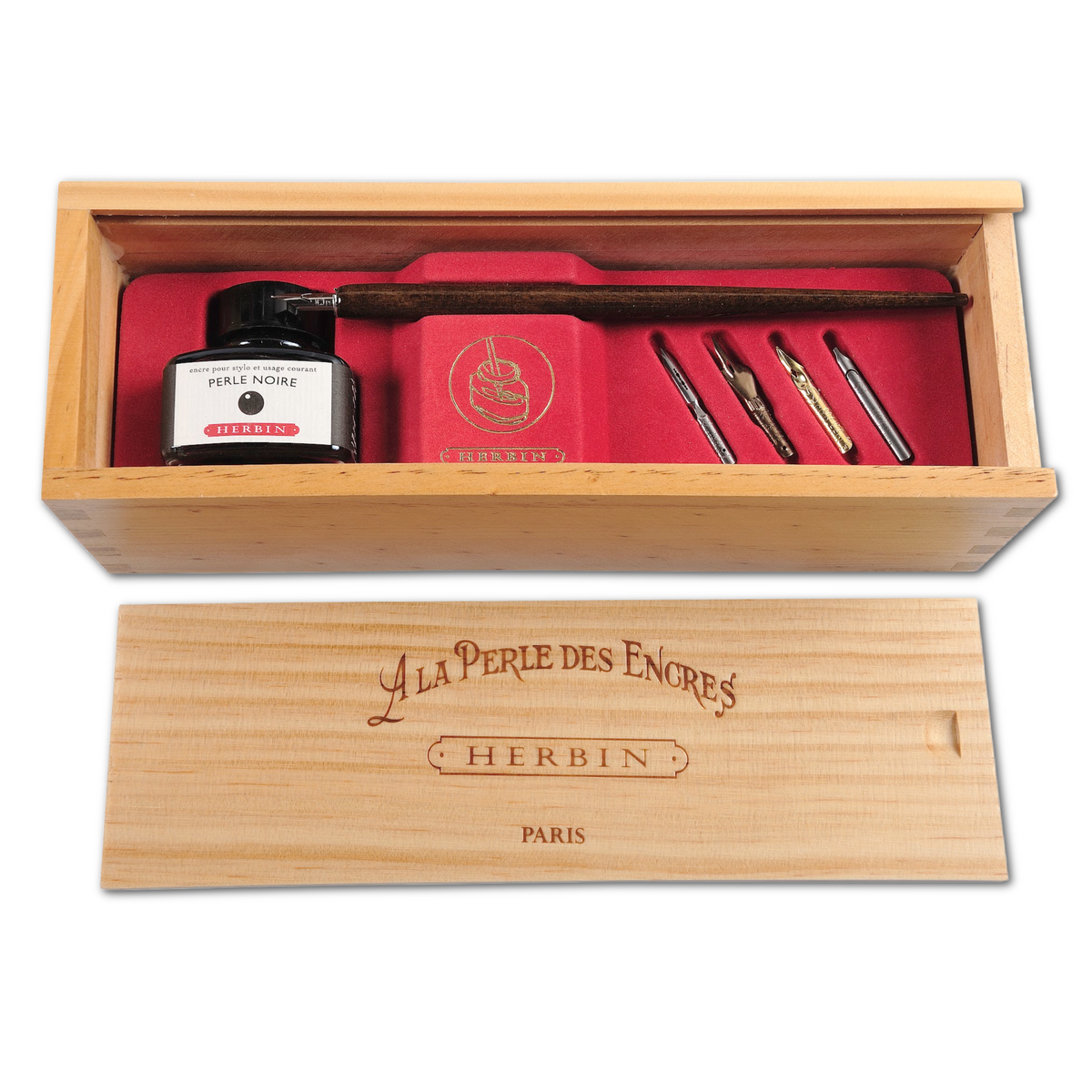 Jacques Herbin Wooden Box Set of Ink & Brause Nibs: Black