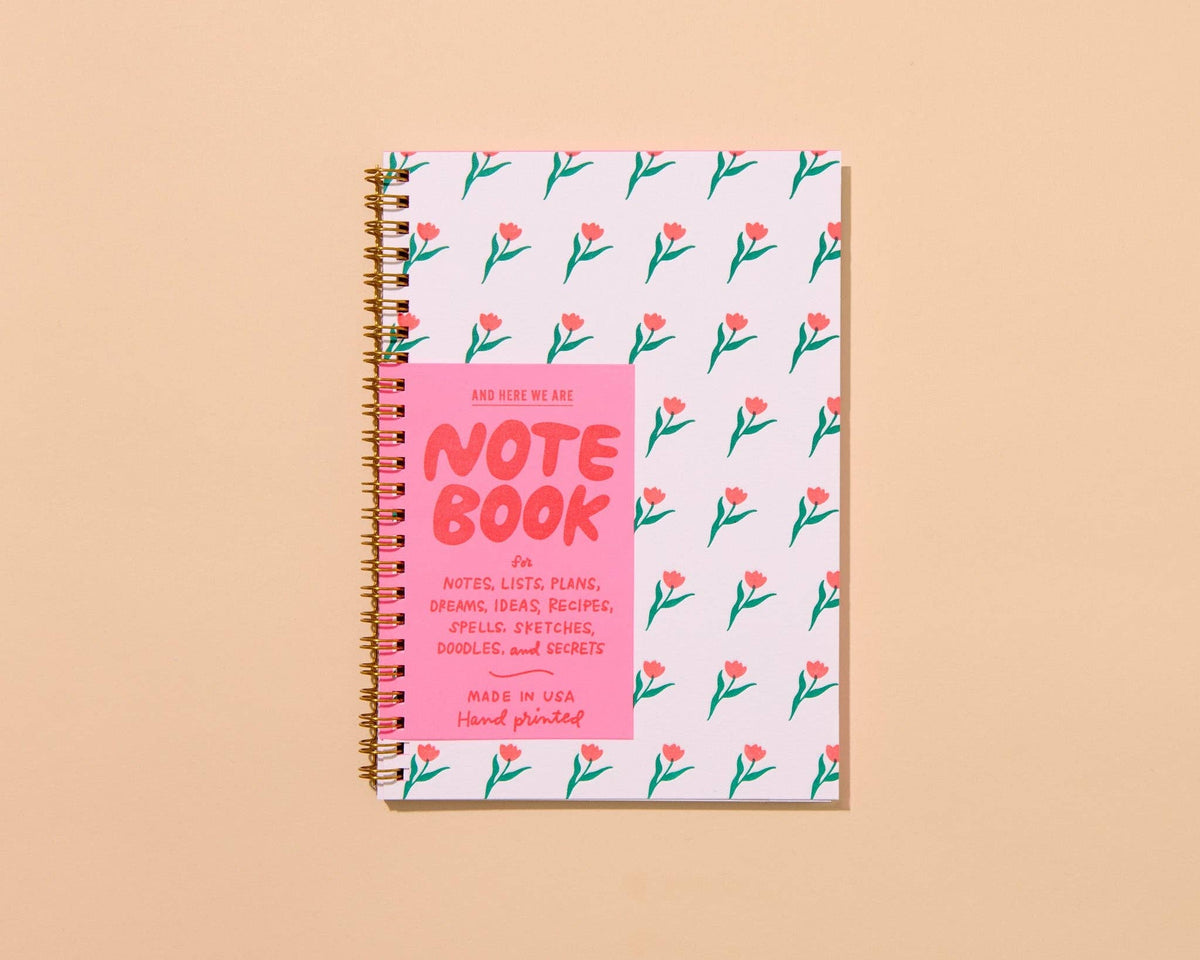 Letterpress A5 Spiral Notebook—Tulip Pattern