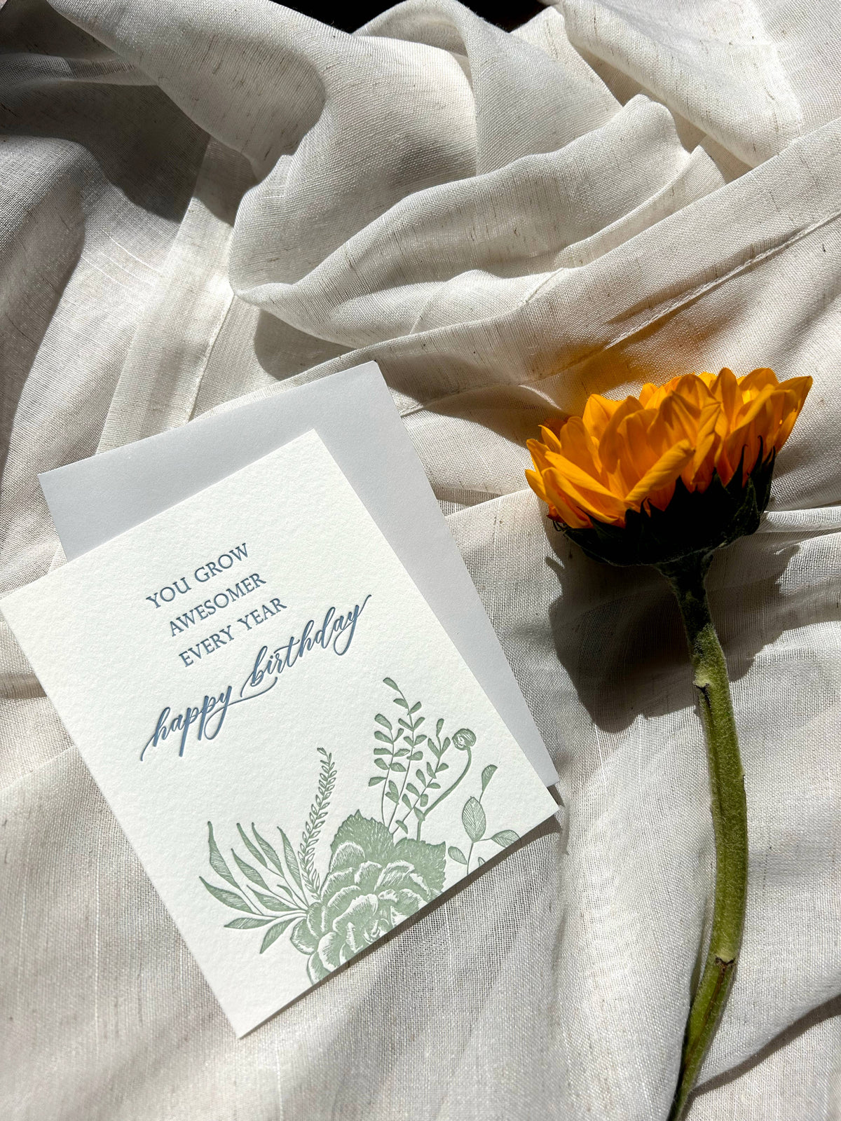 You Grow Awesomer Every Year Letterpress Greeting Card